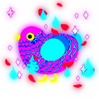 Identity Crisis, a orchid and sapphire chicken with a lace pattern