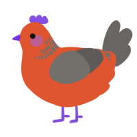 Saturate, a vermilion and grey chicken with a neck-band pattern
