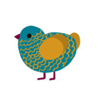 Darcie, a sea and ochre chicken with a lace pattern