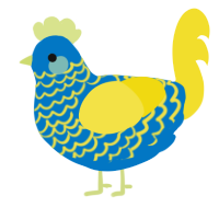 (unnamed), a sapphire and yellow chicken with a lace pattern