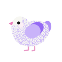 Bud, a white and lilac chicken with a double-lace pattern