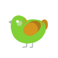 Pea, a grass and ochre chicken with a neck-band pattern