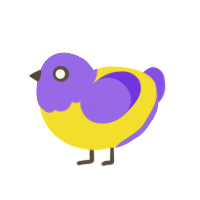 (unnamed), a yellow and blurple chicken with a head pattern