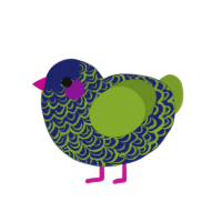(unnamed), a navy and chartreuse chicken with a double-lace pattern