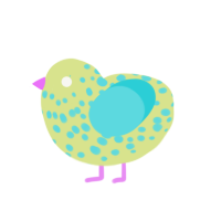 Moldy Lime, a lemon and aqua chicken with a speckle pattern