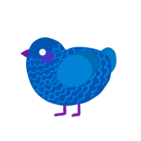 zz, a ultramarine and sapphire chicken with a lace pattern