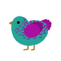 (unnamed), a turquoise and plum chicken with a half-lace pattern