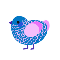 zw, a sapphire and lavender chicken with a lace pattern