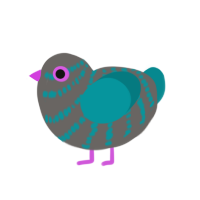 (unnamed), a grey and teal chicken with a bar pattern