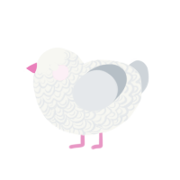 Ghost, a white and mist chicken with a double-lace pattern