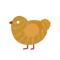 (unnamed), a gold and orange chicken with a bar pattern