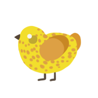 (unnamed), a yellow and orange chicken with a speckle pattern