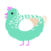 A mint and cream chicken with a half-lace pattern