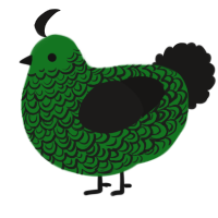 Forest, a leaf and sable chicken with a double-lace pattern