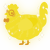 Squeaker, a yellow chicken with a bar pattern