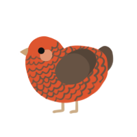 Bromine, a vermilion and bark chicken with a lace pattern