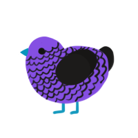 Douglas, a blurple and sable chicken with a lace pattern