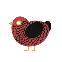 (unnamed), a red and black chicken with a lace pattern