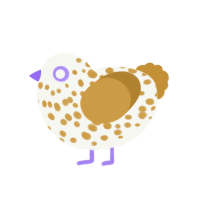 PB and J, a white and gold chicken with a speckle pattern