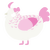 Blossom, a white and pink chicken with a half-lace pattern