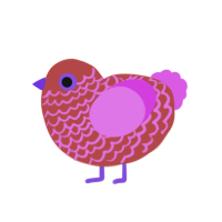 Stale Gum, a red and orchid chicken with a lace pattern