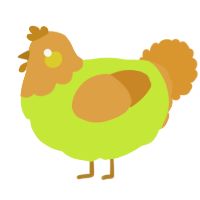 (unnamed), a lime and orange chicken with a head pattern