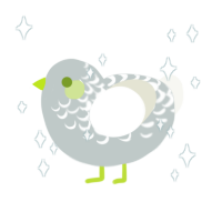 Cyberchicken, a silver and white chicken with a half-lace pattern