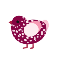 a mess, a maroon and rose chicken with a speckle pattern