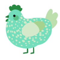 a mess 2, a mint and gluppy chicken with a speckle pattern