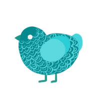 (unnamed), a teal and aqua chicken with a double-lace pattern