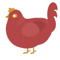 A red chicken with a neck-band pattern