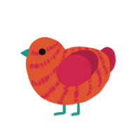 (unnamed), a vermilion and crimson chicken with a bar pattern