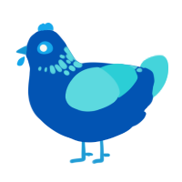 Dihydrogen Oxide, a ultramarine and aqua chicken with a neck-speckle pattern