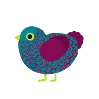 NOT AGAIN, a teal and wine chicken with a double-lace pattern