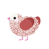 Whipped apple, a white and red chicken with a double-lace pattern
