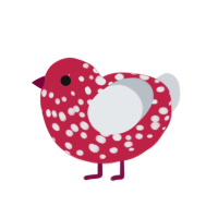 Mushie, a crimson and mist chicken with a speckle pattern