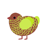 MariMari, a russet and lime chicken with a lace pattern