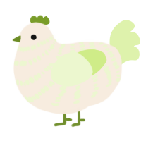 The Frolicker, a cream and apple chicken with a bar pattern
