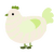 The Frolicker, a cream and apple chicken with a bar pattern