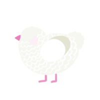 ww pink, a white chicken with a lace pattern