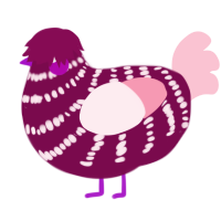 Cicken, a wine and rose chicken with a bar pattern