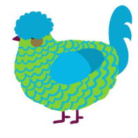Citrus, a grass and cerulean chicken with a lace pattern