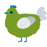 Apple, a chartreuse and mist chicken