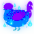 A sapphire and violet chicken with a half-lace pattern