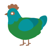 Teally, a viridian and teal chicken with a head pattern