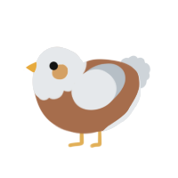 Tiny wiwi, a brown and mist chicken with a head pattern