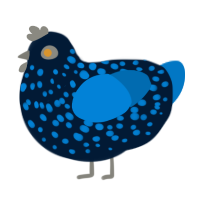 Ryder, a tumblr and sapphire chicken with a speckle pattern