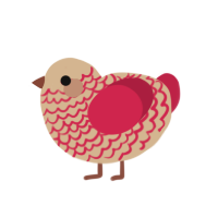 Cranberry, a beige and crimson chicken with a lace pattern