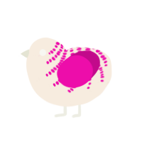 Cupcake, a cream and fuchsia chicken with a half-bar pattern