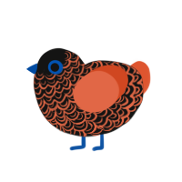 (unnamed), a black and vermilion chicken with a double-lace pattern